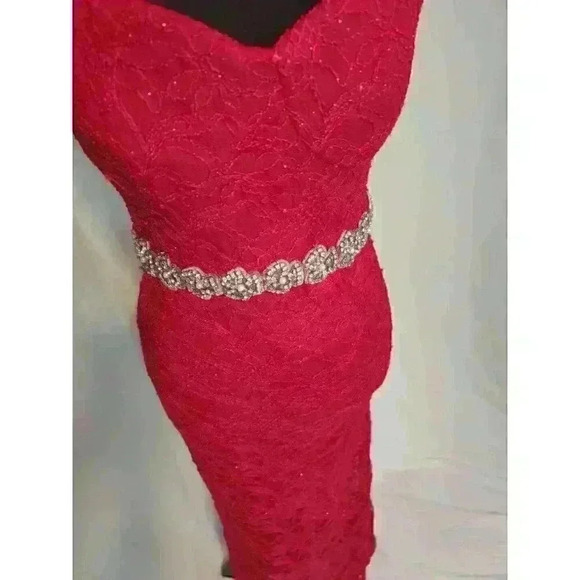 Vintage Deb Shop Red Strapless Formal Gown Size 9 - Picture 2 of 4